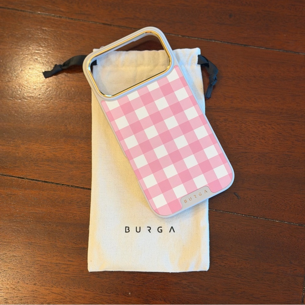 Burga Pink Checkered Phone Case (Think Pink) for iPhone 17 Pro Max